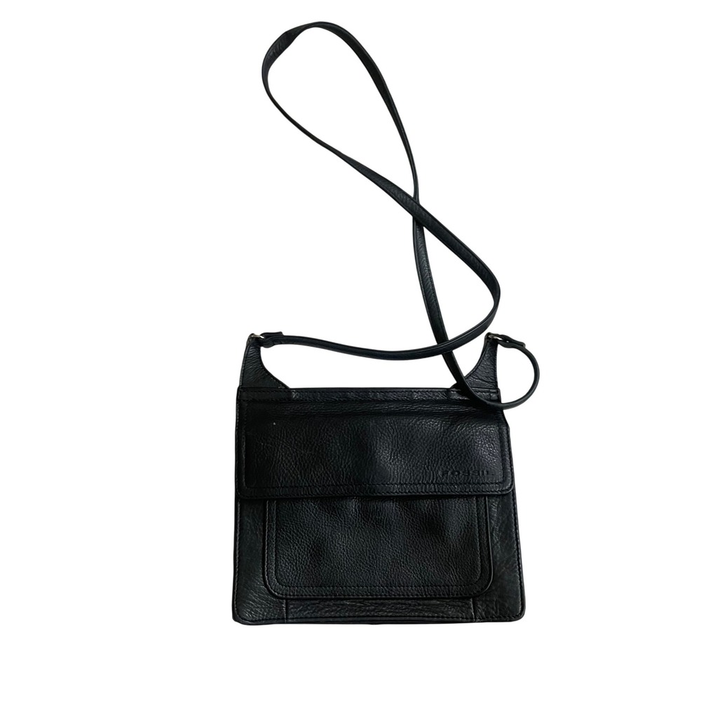 Fossil Black Leather Crossbody Bag, Everyday Handbag, Small Purse, Minimalist